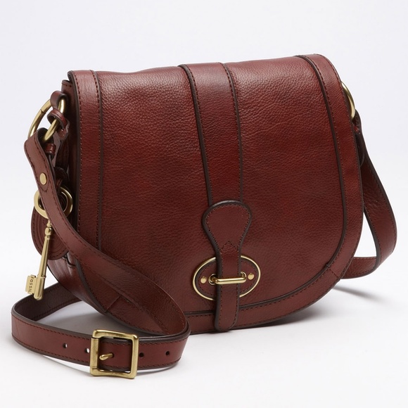 Fossil Handbags - Rare Fossil Black Leather Saddle Bag